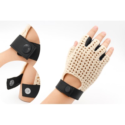 Gants en cuir sans doigts avec crochet pour conductrices