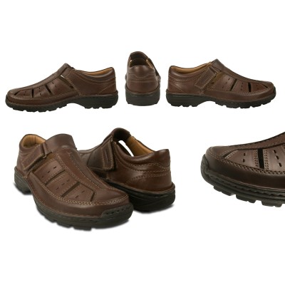 Sandale fermée en cuir avec velcro modèle SUGAR