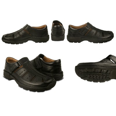 Sandale fermée en cuir avec velcro modèle SUGAR