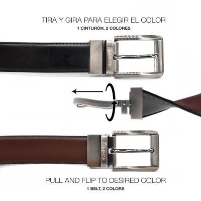 Ceinture en cuir réversible 33 mm modèle BLOKE