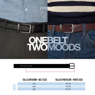 Ceinture en cuir réversible 33 mm modèle BLOKE