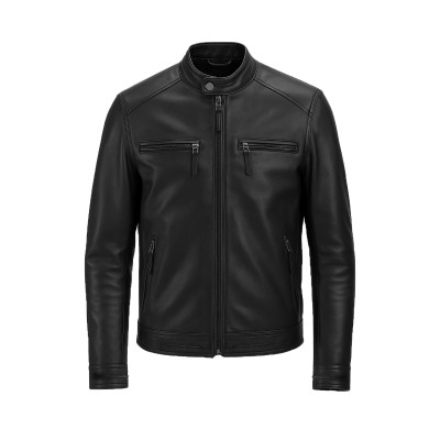 Veste en cuir avec fermetures éclair modèle CHOCOLAT