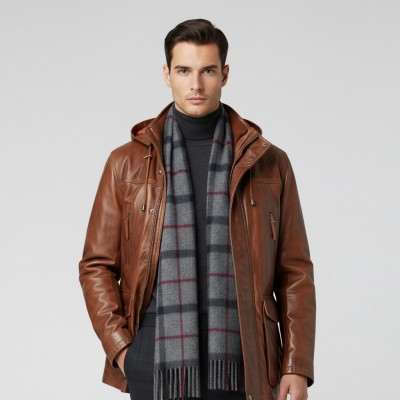 Parka en cuir à capuche amovible MASERTO