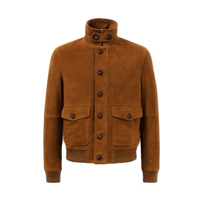 Veste élégante pour hommes en daim couleur cognac