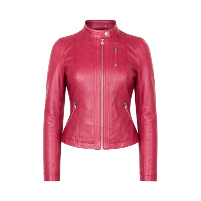 Blouson en cuir avec côtés élastiqués modèle OCHO