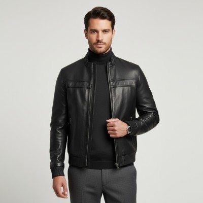 Blouson en cuir style bomber modèle ANTIPO