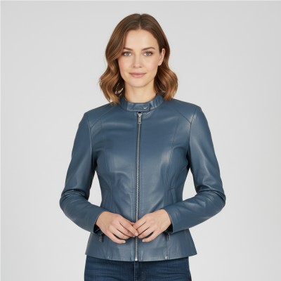Veste en cuir avec fermeture éclair modèle FAZA