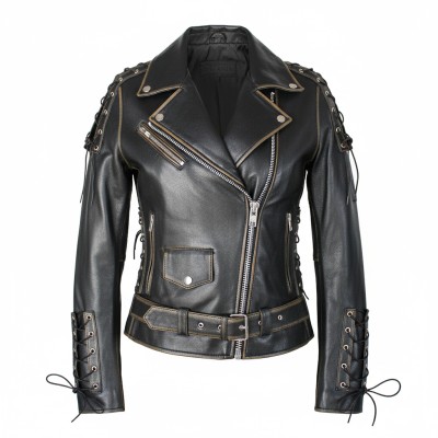 Blouson motard en cuir AQUILE