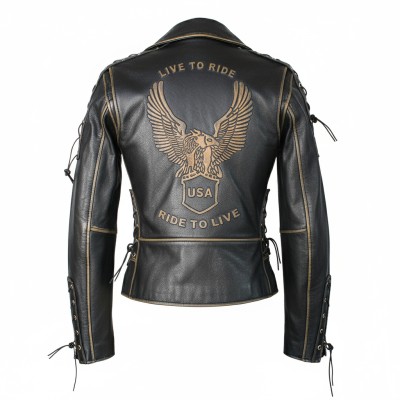Blouson motard en cuir AQUILE