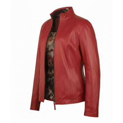 Veste courte en cuir réversible avec zip