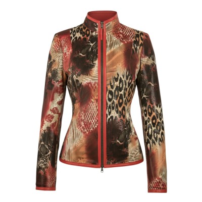 Veste courte en cuir réversible avec zip