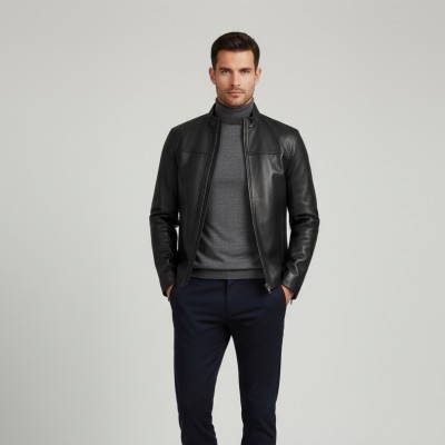 Veste en cuir avec fermeture éclair modèle PANPET