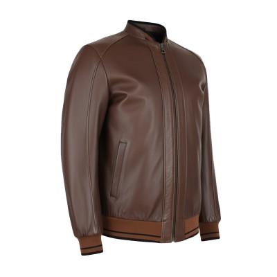 Veste en cuir avec lignes de détails textiles MODÈLE COTA