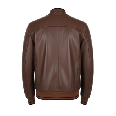 Veste en cuir avec lignes de détails textiles MODÈLE COTA