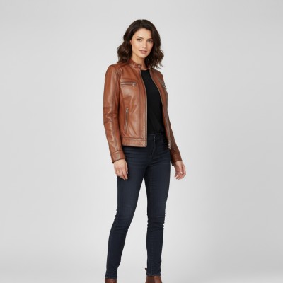 Veste en cuir avec fermeture éclair BISTRE