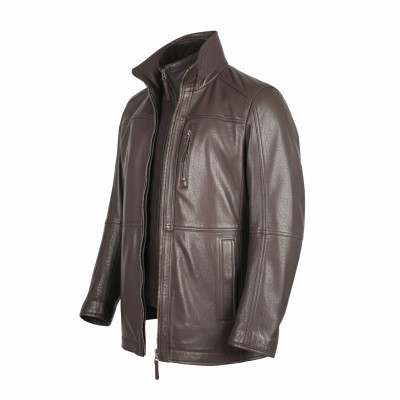 Veste en cuir avec double fermeture éclair amovible BERGE