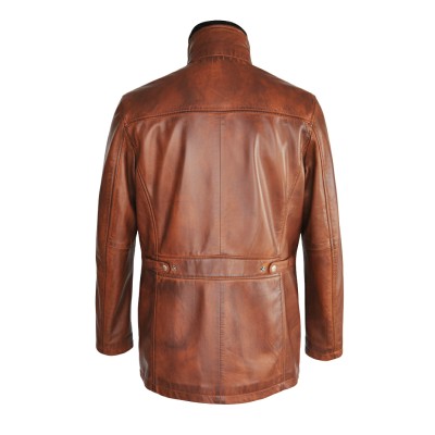 Veste en cuir avec double fermeture éclair amovible MESSY