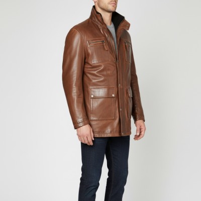 Veste en cuir avec double fermeture éclair amovible MESSY