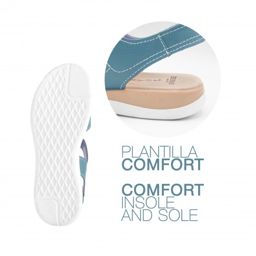 Sandales plates en cuir avec velcro modèle BOBBE