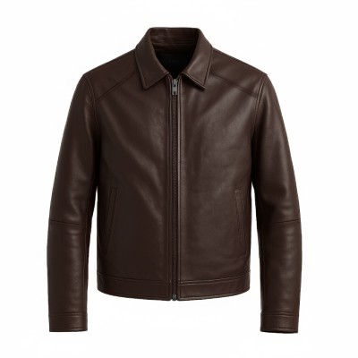 Veste en cuir avec col classique JUTE