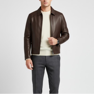 Veste en cuir avec col classique JUTE