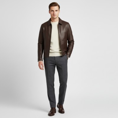 Veste en cuir avec col classique JUTE