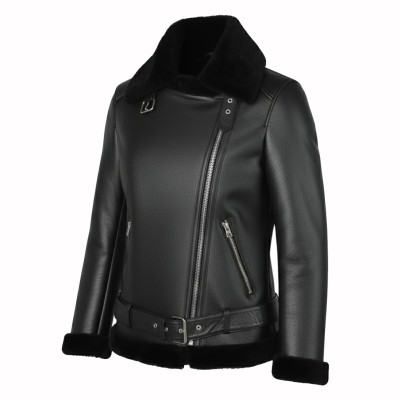 Veste en peau d’agneau double face avec fermeture éclair CHOPPER