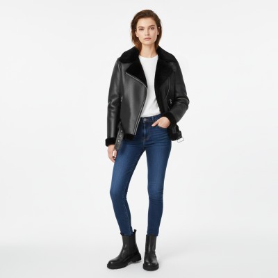 Veste en peau d’agneau double face avec fermeture éclair CHOPPER