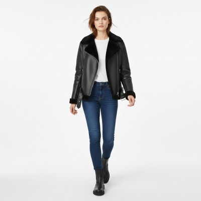 Veste en peau d’agneau double face avec fermeture éclair CHOPPER