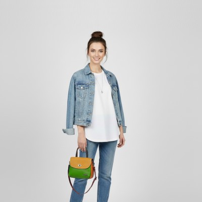 Sac à main en cuir à double anse 19x15x7 cm ICONO