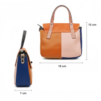 Sac à main en cuir à double anse 19x15x7 cm ICONO