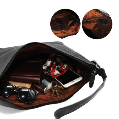 Sac à bandoulière en cuir tressé 30x26x7 cm TRAMA