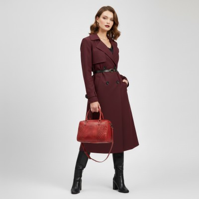 Sac à main en cuir tressé à double anses 23x29x10 cm TRAMA II