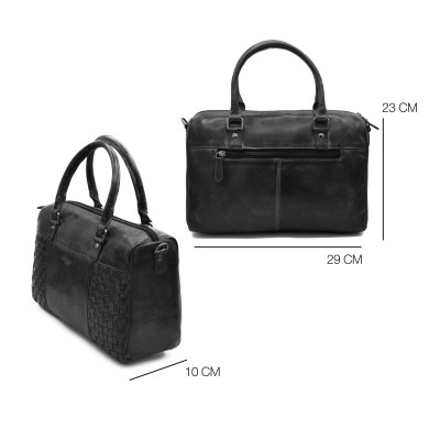 Sac à main en cuir tressé à double anses 23x29x10 cm TRAMA II