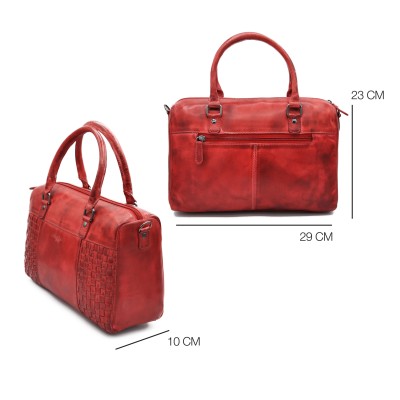 Sac à main en cuir tressé à double anses 23x29x10 cm TRAMA II