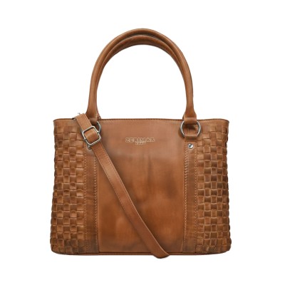 Sac à main en cuir tressé à double anses 23x29x10 cm TRAMA III