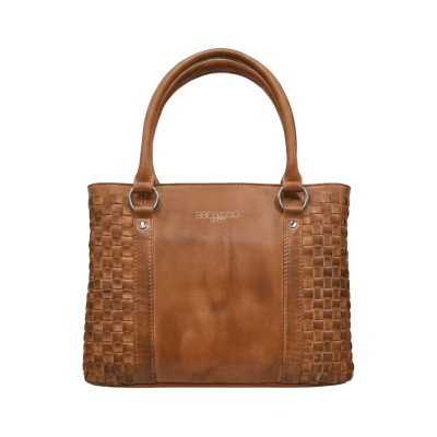 Sac à main en cuir tressé à double anses 23x29x10 cm TRAMA III