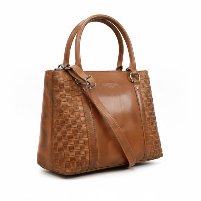 Sac à main en cuir tressé à double anses 23x29x10 cm TRAMA III