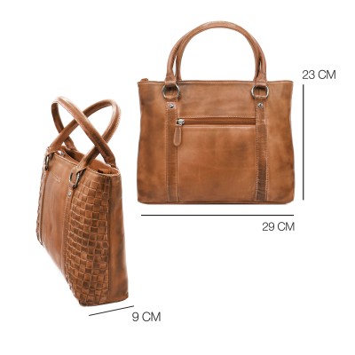 Sac à main en cuir tressé à double anses 23x29x10 cm TRAMA III