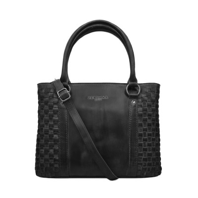 Sac à main en cuir tressé à double anses 23x29x10 cm TRAMA III