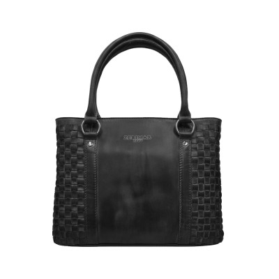 Sac à main en cuir tressé à double anses 23x29x10 cm TRAMA III