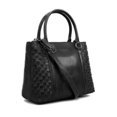 Sac à main en cuir tressé à double anses 23x29x10 cm TRAMA III