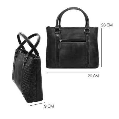 Sac à main en cuir tressé à double anses 23x29x10 cm TRAMA III