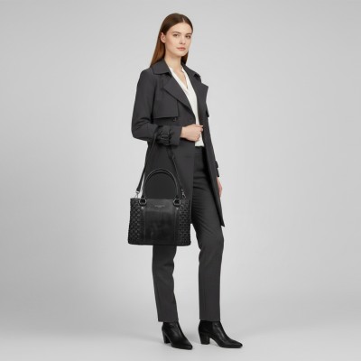 Sac à main en cuir tressé à double anses 23x29x10 cm TRAMA III