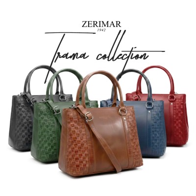 Sac à main en cuir tressé à double anses 23x29x10 cm TRAMA III