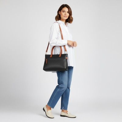 Sac à main en cuir à double anses 28x22x9 cm DOUBLE