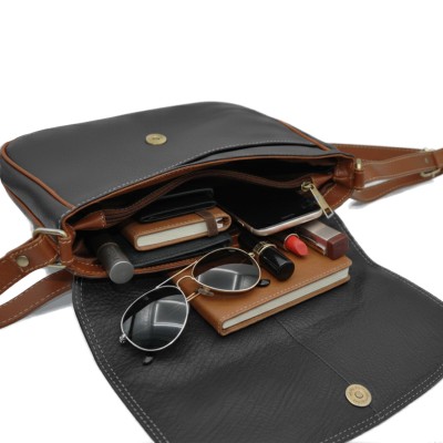 Sac bandoulière en cuir 25x20x8 cm SHALE