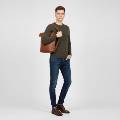 Sac à dos en cuir naturel 30x27x9 cm ASPA