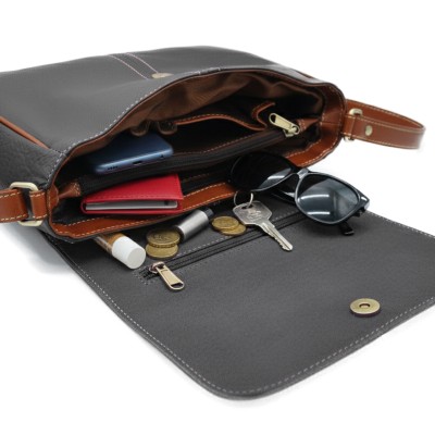 Sac bandoulière en cuir 19x25x8 cm MECO