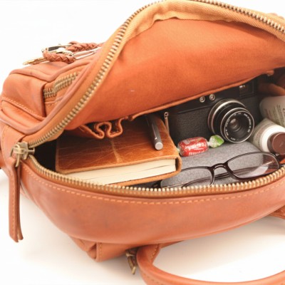 Sac à dos en cuir naturel 28x22x8 cm MELI